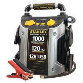 STANLEY® 1,000-Amp-Peak 12-Volt Rechargeable Jump Starter with Air Compressor STANLEY® 1,000-Amp-Peak 12-Volt Rechargeable Jump Starter with Air Compressor