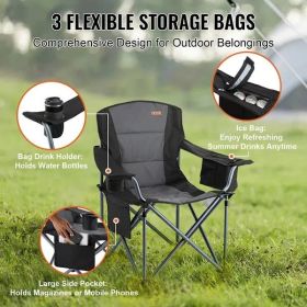 VEVOR Camping Folding Chair Portable Heavy Duty Outdoor Quad Lumbar Back Padded Arm Chair with Side Pockets VEVOR Camping Folding Chair Portable Heavy Duty Outdoor Quad Lumbar Back Padded Arm Chair with Side Pockets