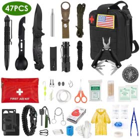 47Pcs Emergency Survival Kit, EDC Gear, First Aid Supplies, Tools Kit, with Pouch for Hiking Disaster Camping Adventure 47Pcs Emergency Survival Kit, EDC Gear, First Aid Supplies, Tools Kit, with Pouch for Hiking Disaster Camping Adventure